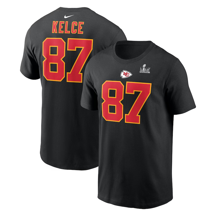 Men NFL Kansas City Chiefs  #87 Kelce  black T shirts style  Mahomes 3